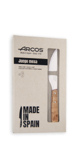 Set 6 pzas. - Cuchillo Chuletero Madera de Chopo Comprimida