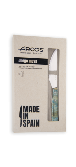 Set 6 pzas. Cuchillo Chuletero Madera de Chopo Comprimida Tinte Azul 